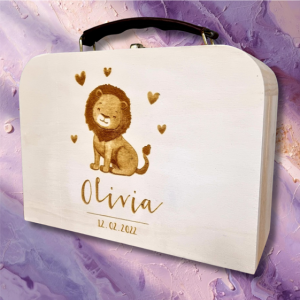 koffertje met geboortekaartje houten koffertje