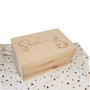 Houten opbergkist met naam