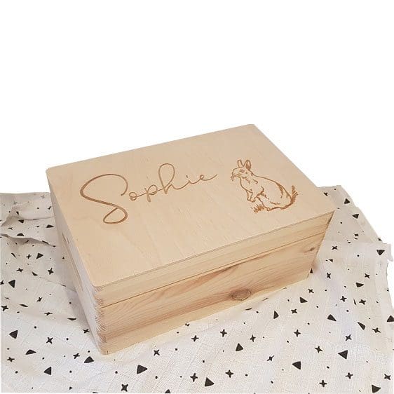Houten opbergkist met naam