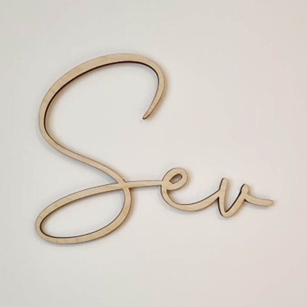 Houten naam handschrift